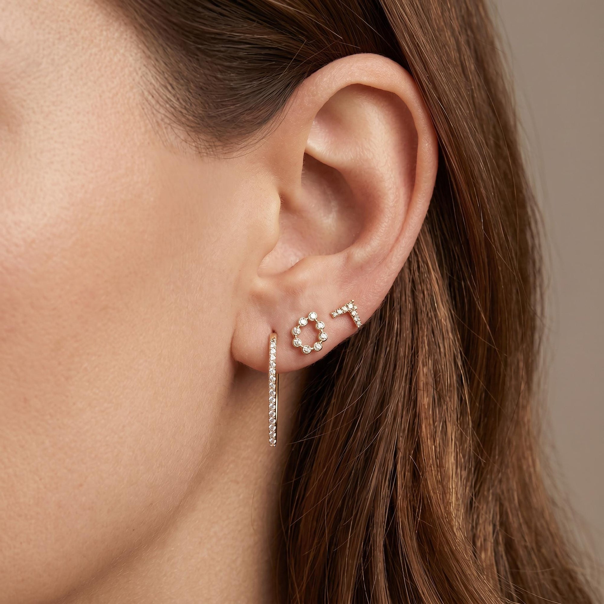 14k Gold Diamond Chevron Stud Earrings (SINGLE or PAIR) - Melt'm Jewelry