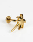 Palm Tree Flat Back Earrings 14k Solid Gold (7 mm) - SINGLE