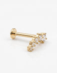 CZ Curved Bar Ear Piercing, Flat Back internally threaded labret studs (SINGLE or PAIR) - Melt'm Jewelry