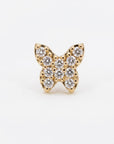 CZ Butterfly Flat Back Earrings 14k Solid Gold (single or pair) - Melt'm Jewelry