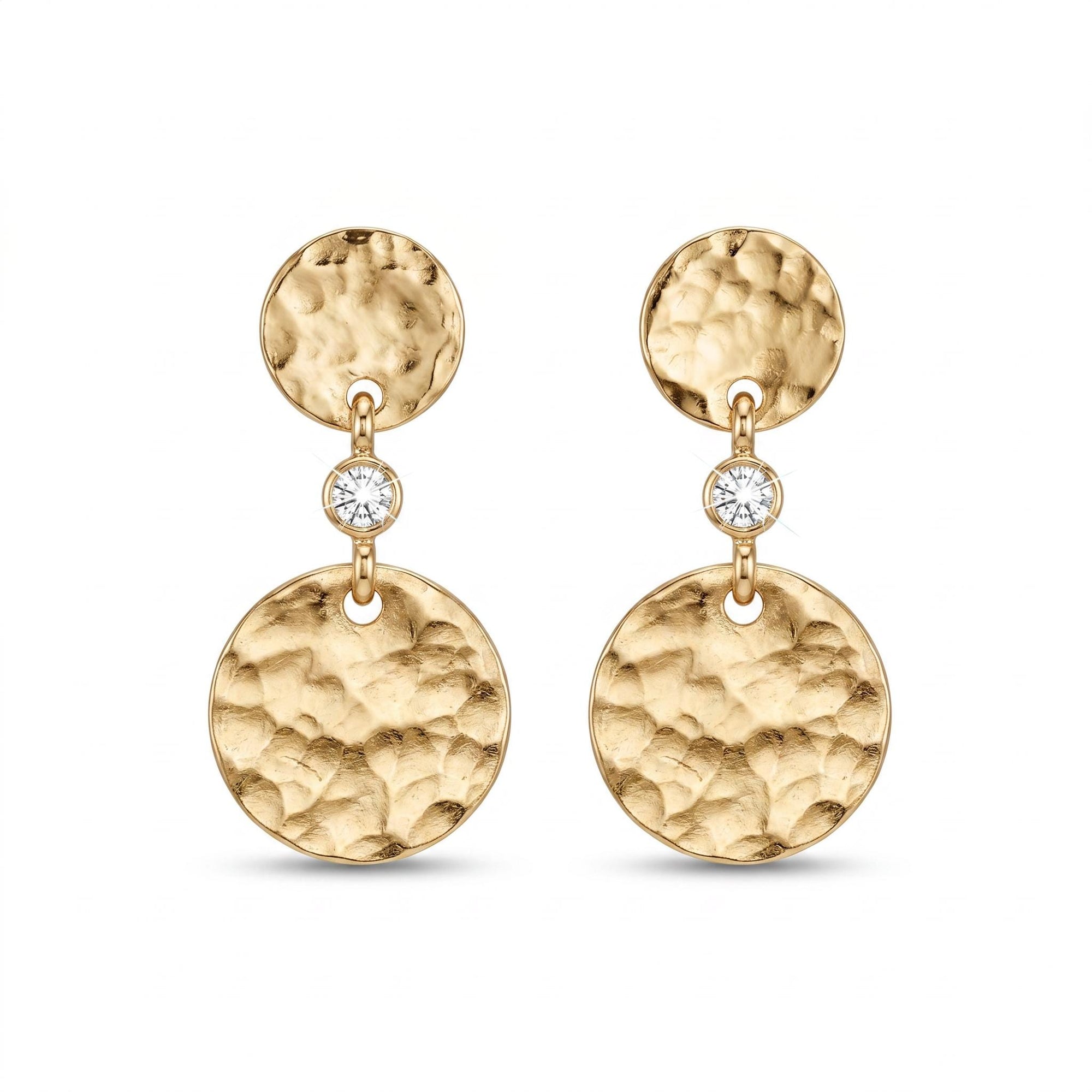 Double Disc Diamond Earrings Dangle - Melt'm Jewelry