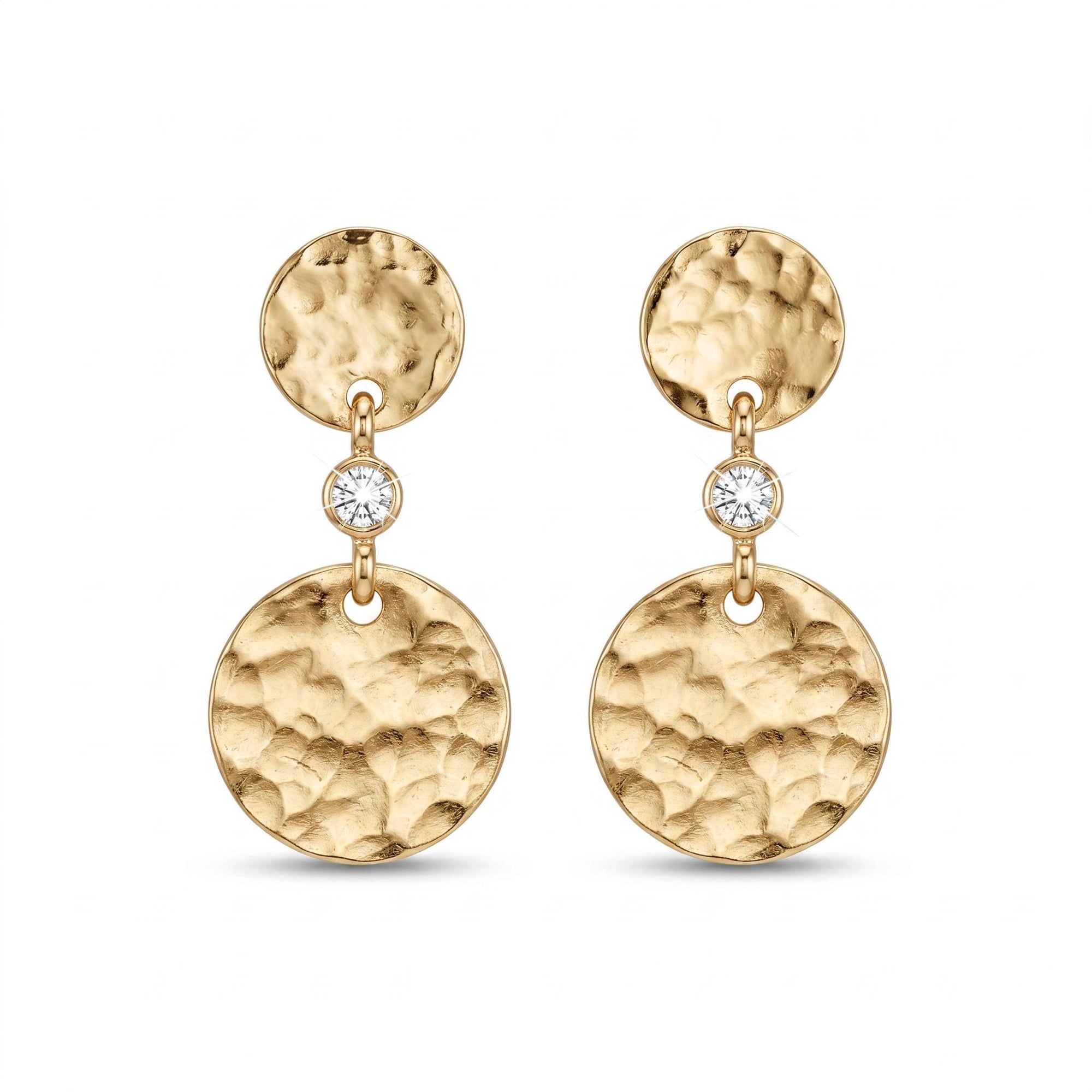 Double Disc Diamond Earrings Dangle - Melt'm Jewelry