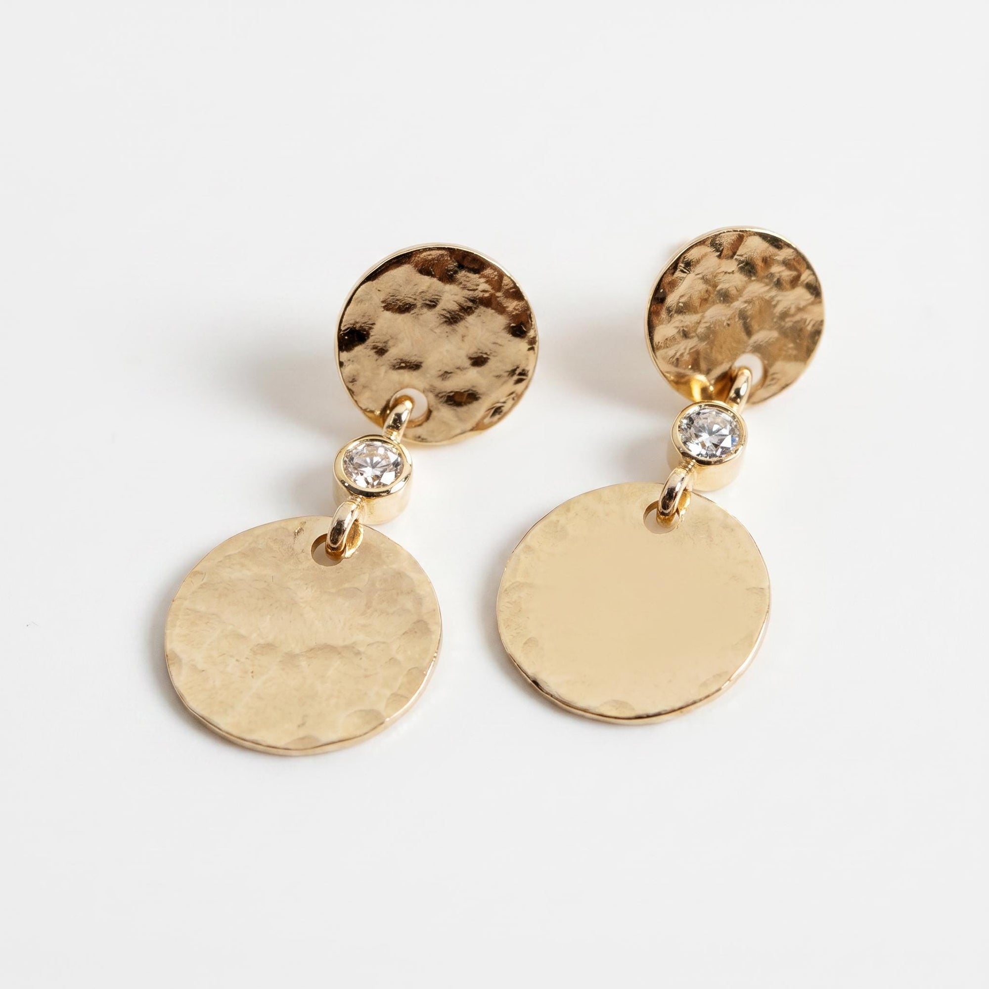 Double Disc Diamond Earrings Dangle - Melt'm Jewelry