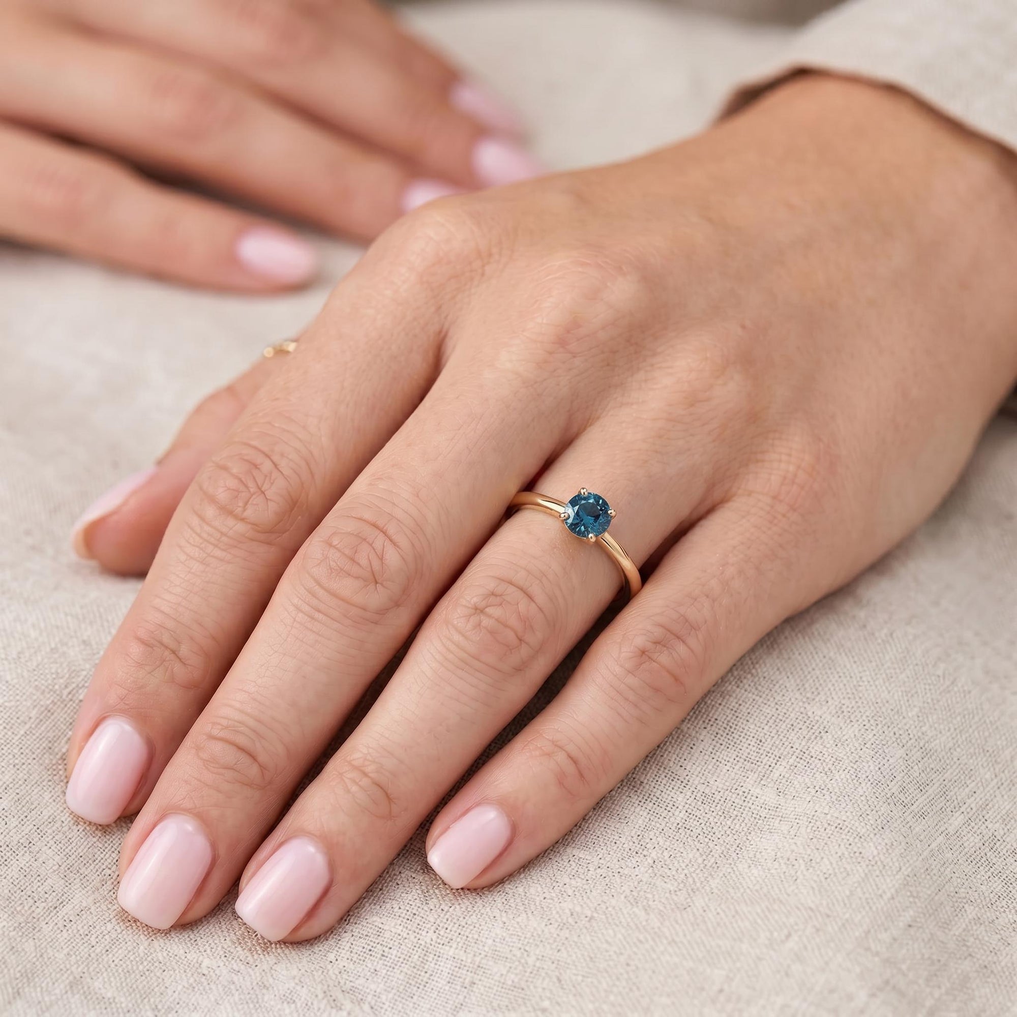 14k Gold Blue Montana Sapphire Ring, September Birthstone Jewelry