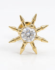 Sun Earrings 14k Solid Gold, Internally Threaded Flat Back Earrings