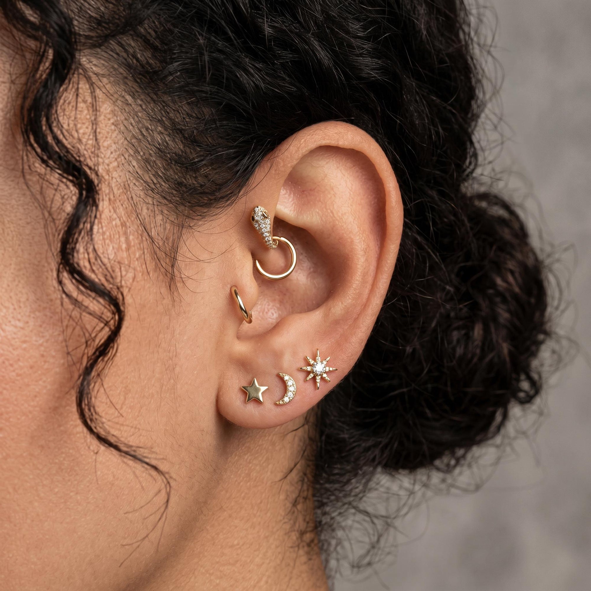 Sun Earrings 14k Solid Gold, Internally Threaded Flat Back Earrings - Melt'm Jewelry