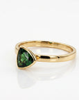 Trillion Green Tourmaline Ring 14k Solid Gold, Bezel Set Tourmaline Ring, October Birthstone Ring, Minimal Gold Ring, Dainty Gemstone Ring