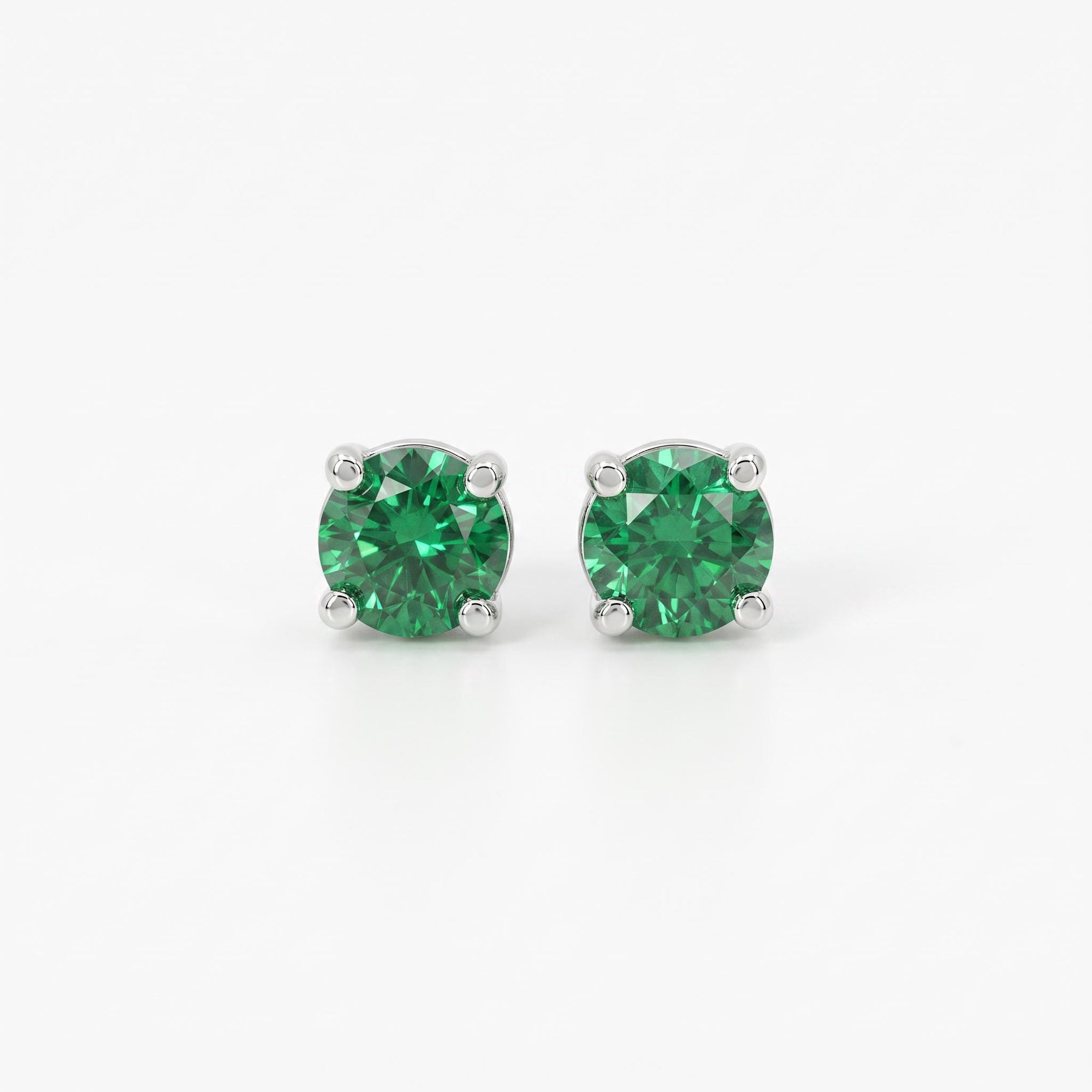 Delicate Emerald Stud Earrings in 14k Gold (Yellow, White or Rose Gold) - Melt'm Jewelry