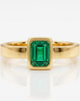 Bezel Set Emerald Ring 14k Solid Gold - Melt'm Jewelry