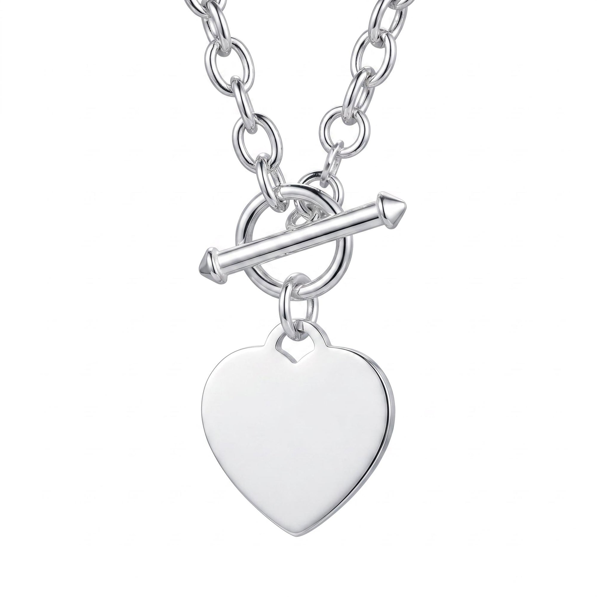 Sterling Silver Engraved Heart Necklace, Personalized Heart Pendant