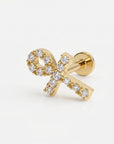Ankh Flat Back Cartilage Earring 14k Solid Gold - Melt'm Jewelry