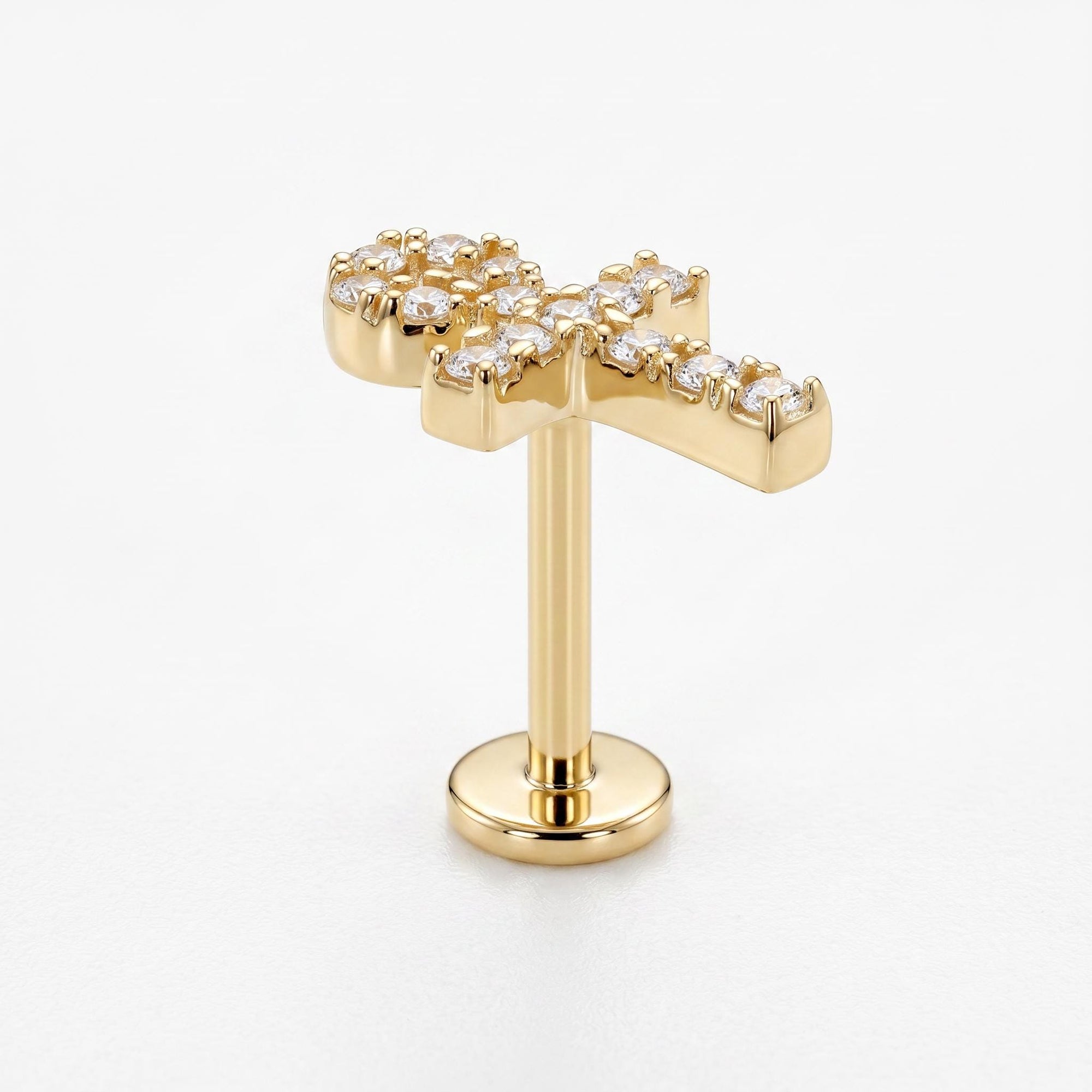 Ankh Flat Back Cartilage Earring 14k Solid Gold - Melt'm Jewelry