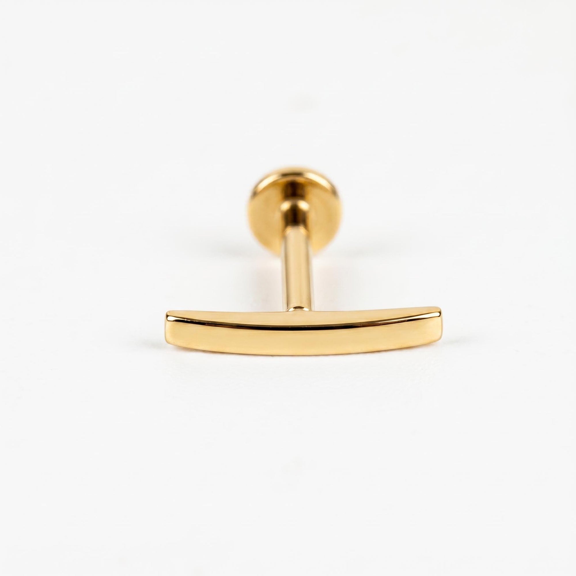 14k Solid Gold Bar Flat Back Earring, Internally Threaded Labret (SINGLE or PAIR)