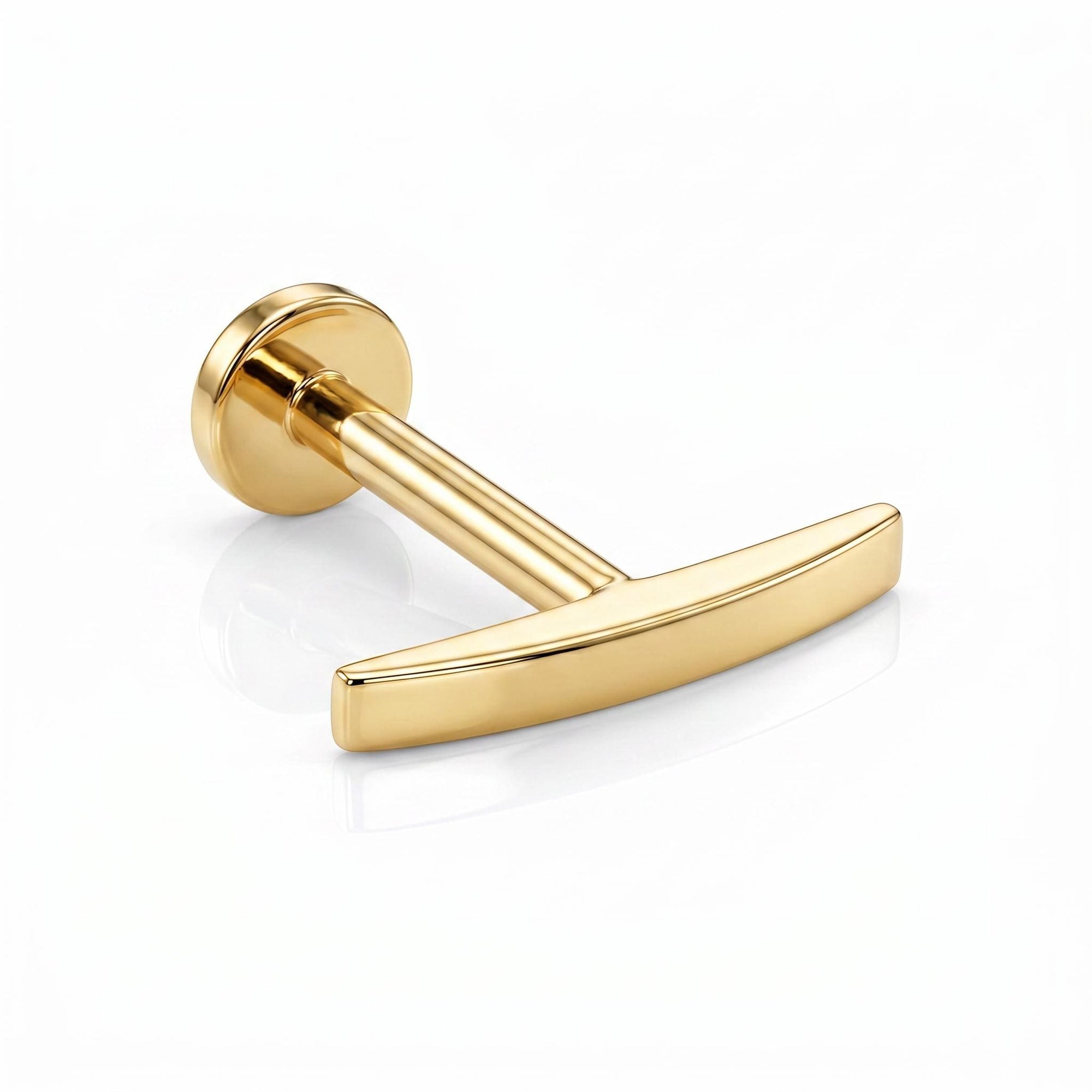 14k Solid Gold Bar Flat Back Earring, Internally Threaded Labret (SINGLE or PAIR)