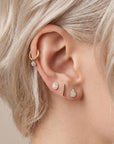 14k Solid Gold Bar Flat Back Earring, Internally Threaded Labret (SINGLE or PAIR)