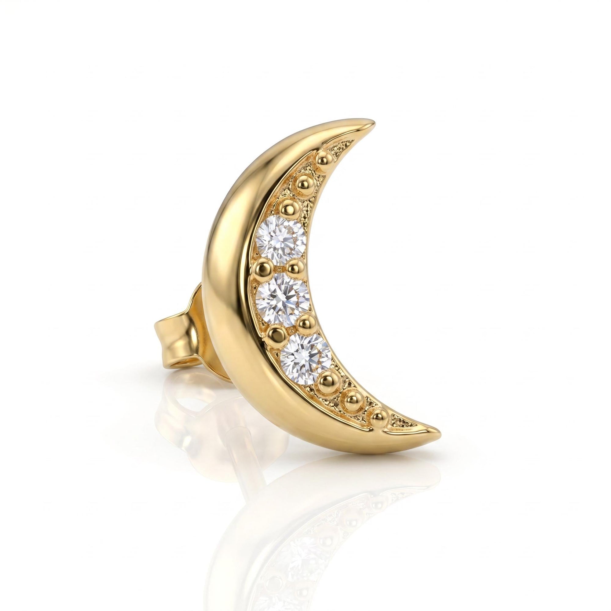 Crescent Moon Flat Back Earring in 14k Solid Gold - Melt'm Jewelry