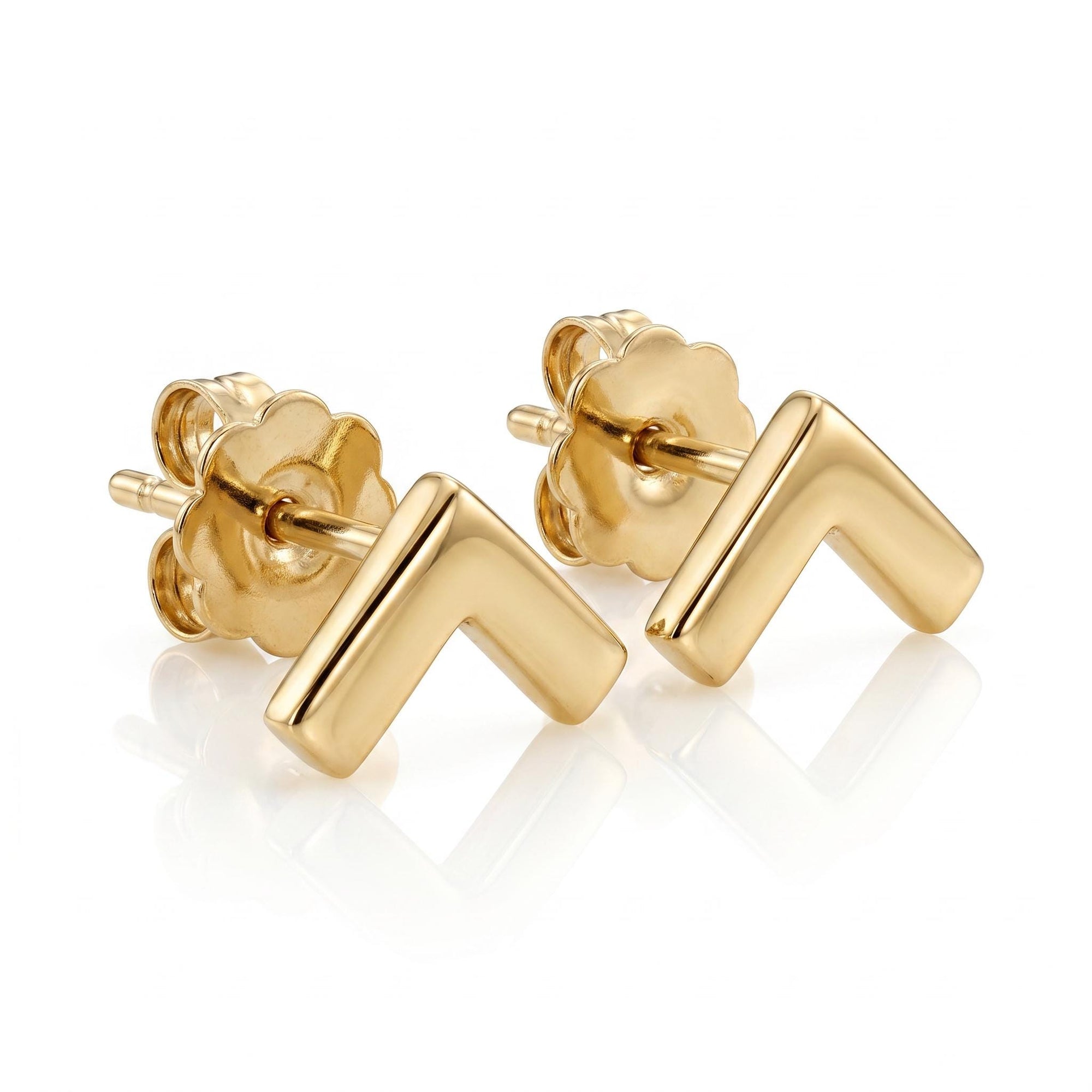 14k Solid Gold Chevron Stud Earrings - Melt'm Jewelry