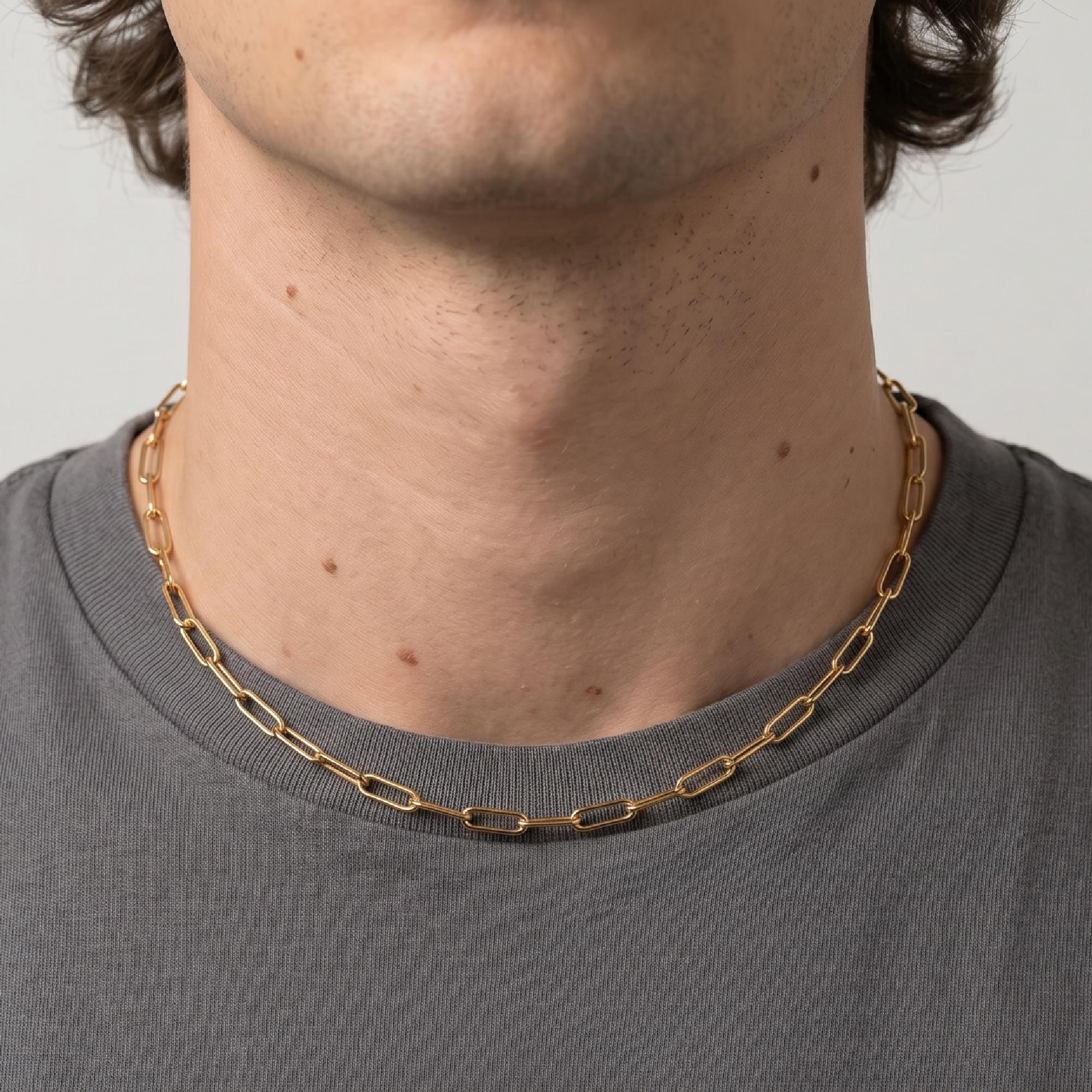 Elongated Thick Rectangle Chain Necklace - Melt'm Jewelry