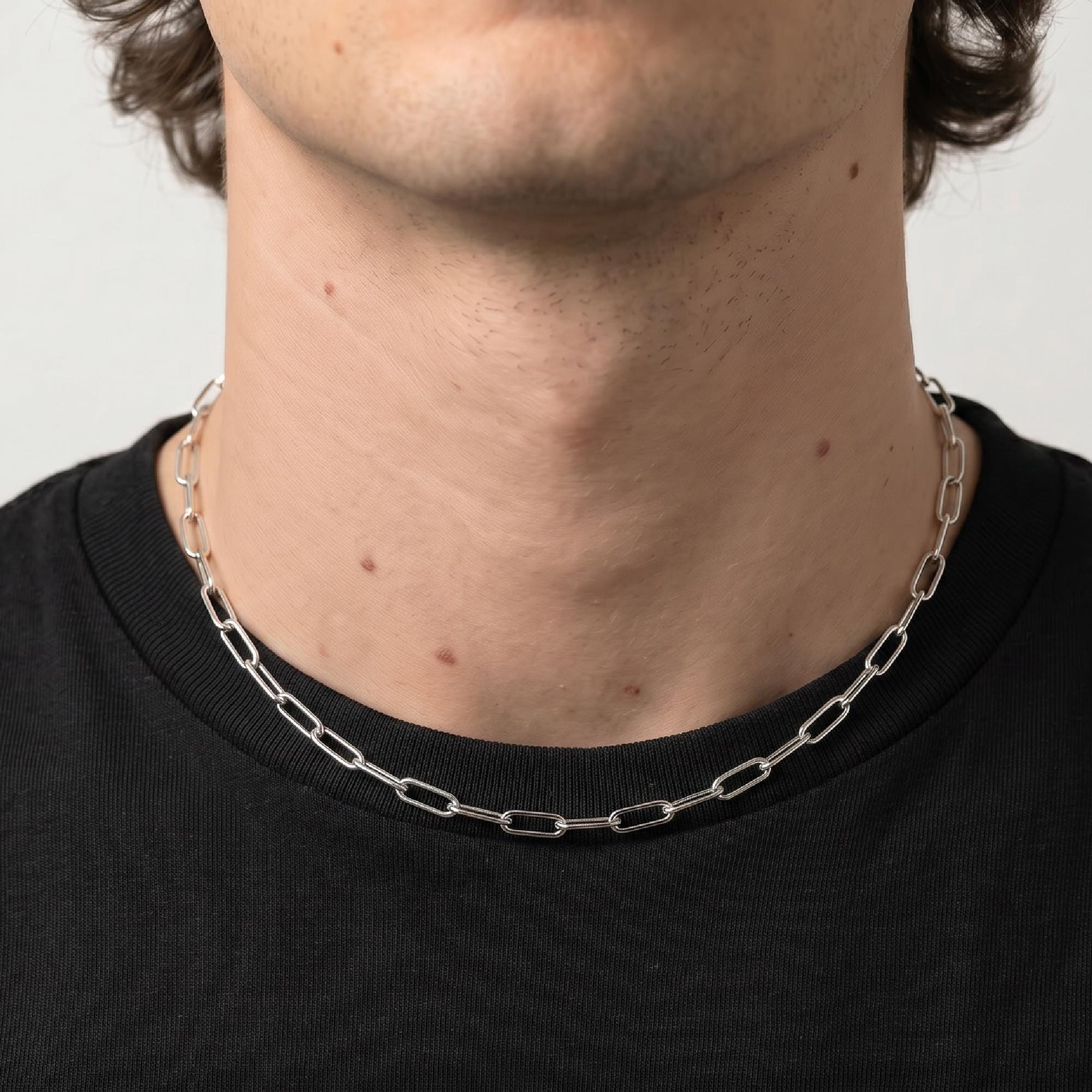 Elongated Thick Rectangle Chain Necklace - Melt'm Jewelry