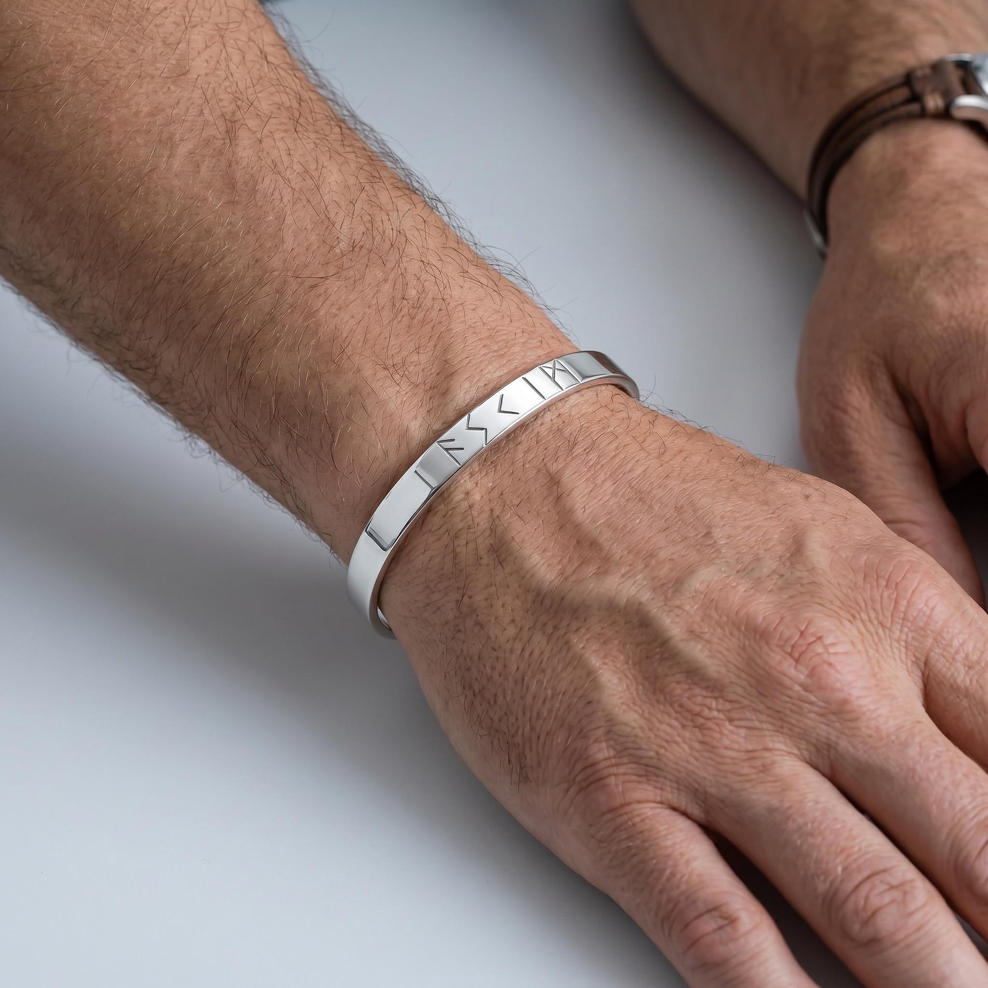Dad Gift, Men's Cuff Bracelet, Personalized Custom Rune Cuff Bracelet, Father's Day Gift