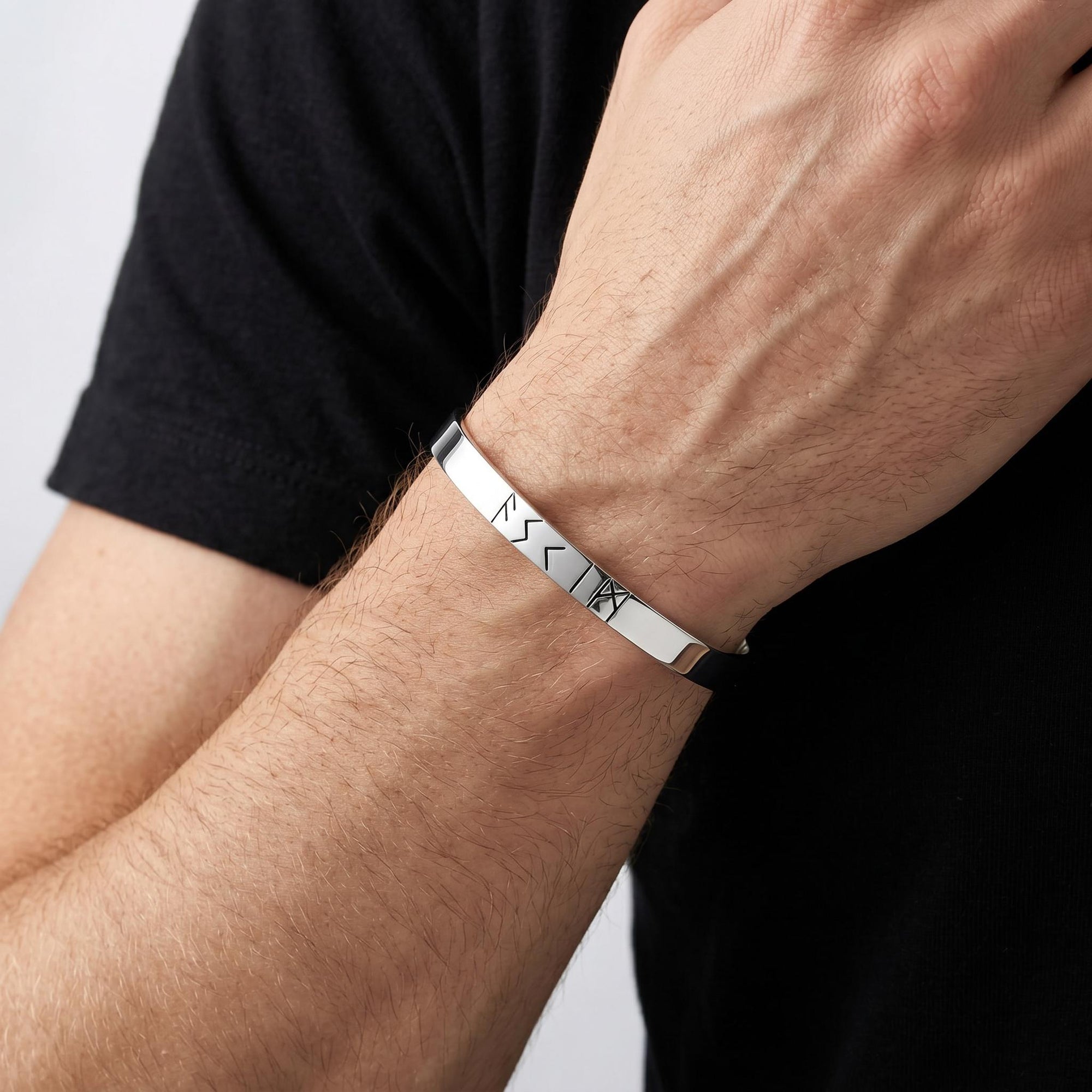 Dad Gift, Men's Cuff Bracelet, Personalized Custom Rune Cuff Bracelet, Father's Day Gift