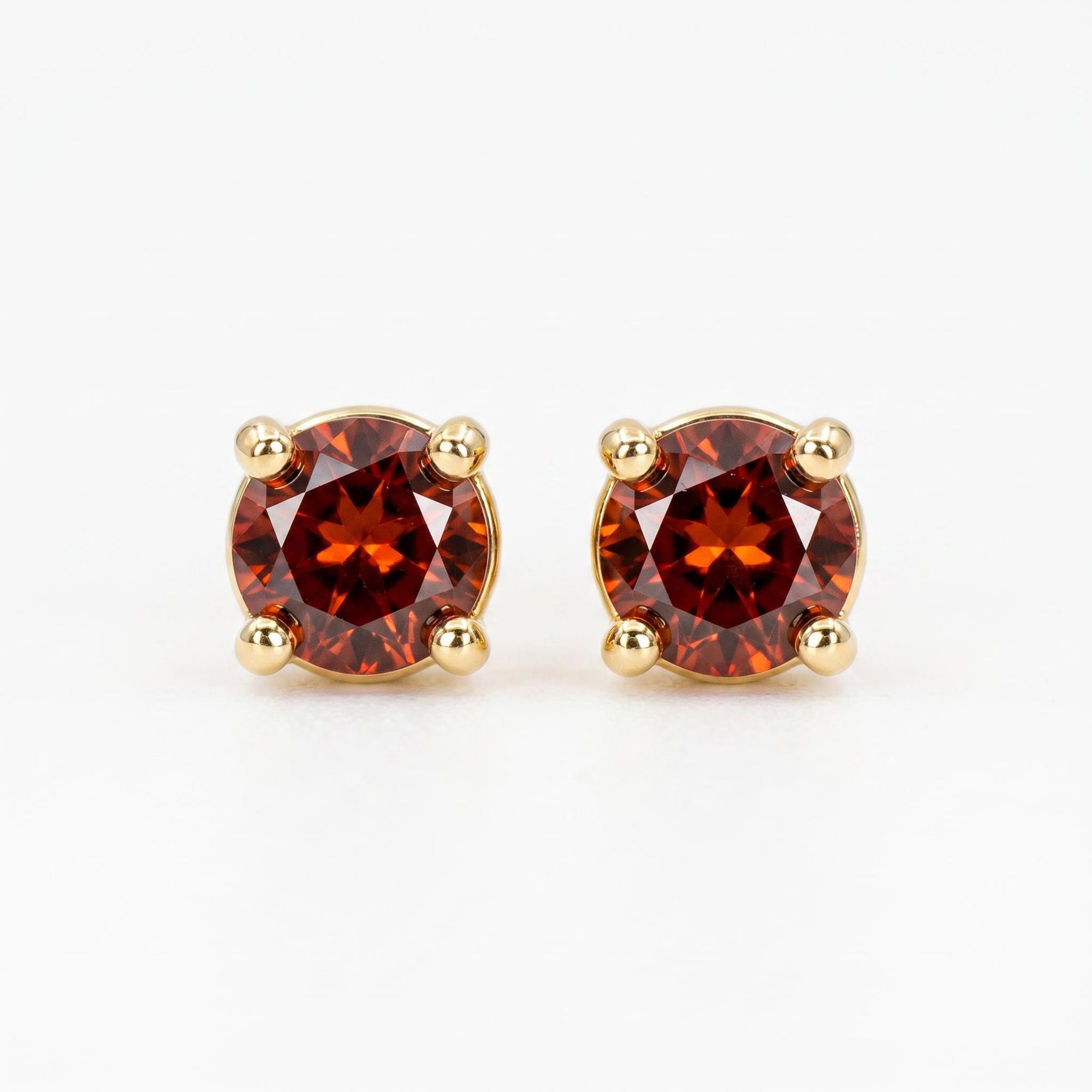 Garnet Stud Earrings 14k Gold - Melt'm Jewelry