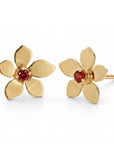 Sakura Cherry Blossom Earrings 14k Gold, with any Birthstone - Melt'm Jewelry