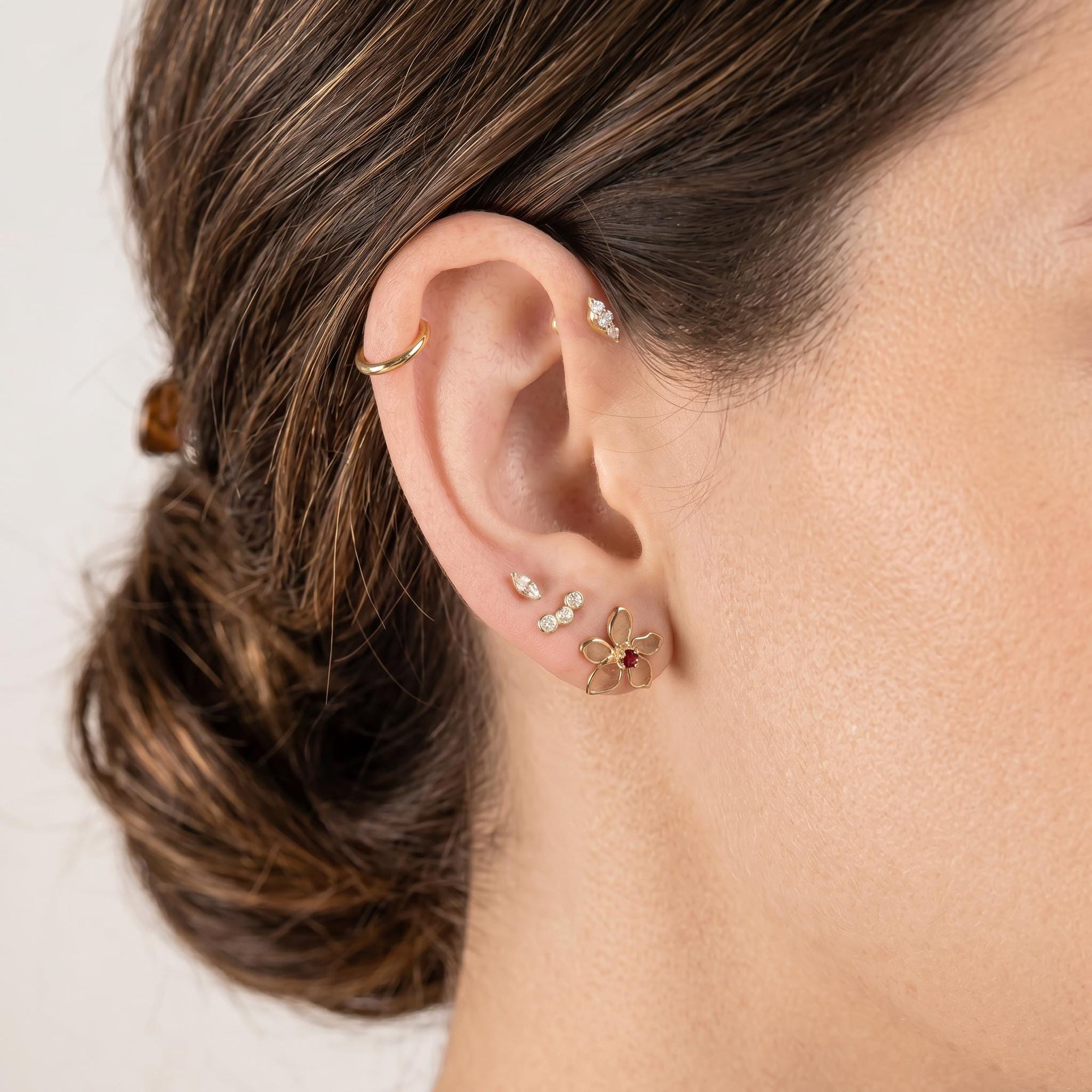 Sakura Cherry Blossom Earrings 14k Gold, with any Birthstone - Melt'm Jewelry