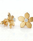 Sakura Cherry Blossom Earrings 14k Gold, with any Birthstone - Melt'm Jewelry