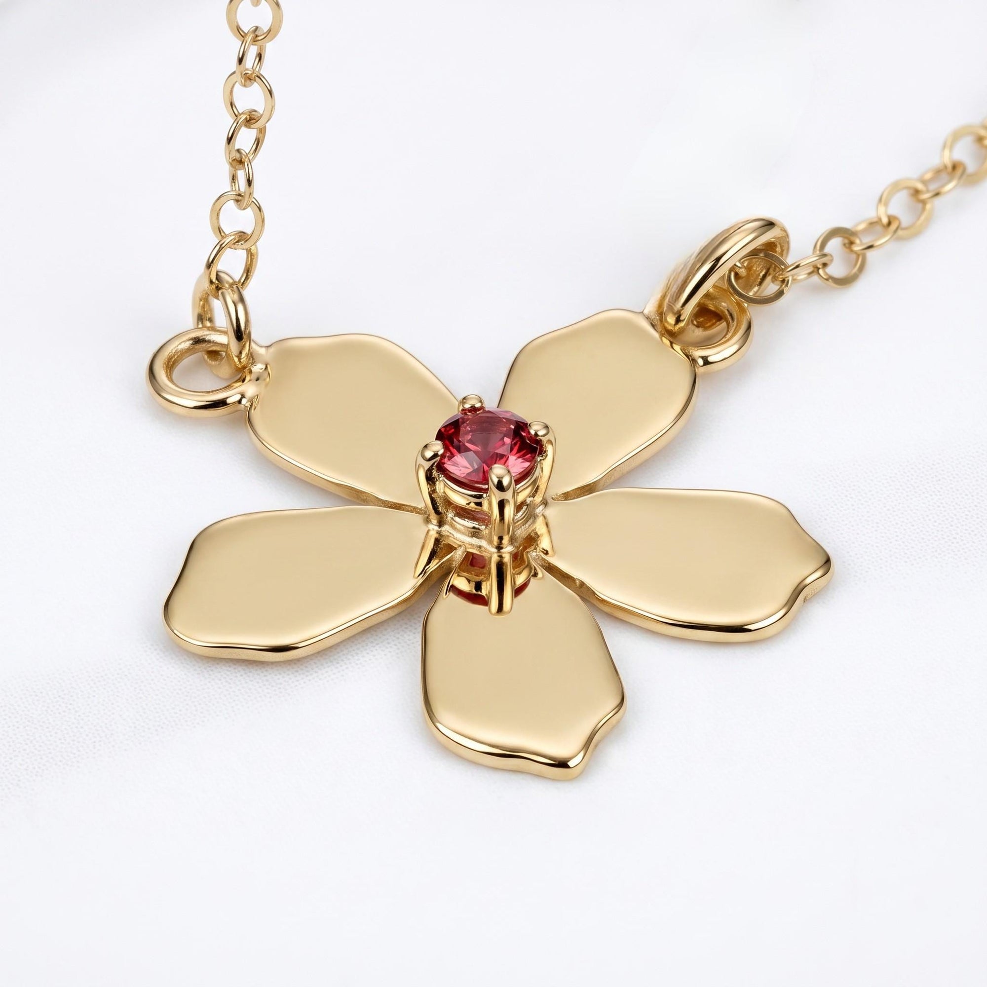 Sakura Necklace 14k Solid Gold, Cherry Blossom Charm Pendant - Melt'm Jewelry