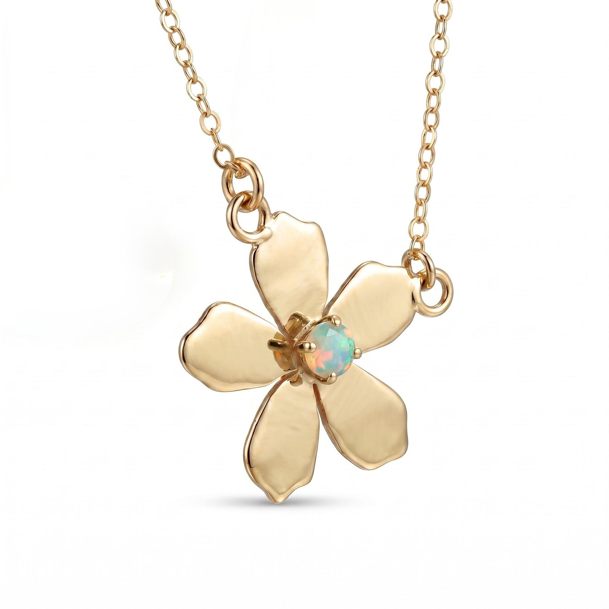 Sakura Necklace 14k Solid Gold, Cherry Blossom Charm Pendant - Melt'm Jewelry