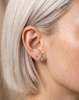 Trillion Blue Topaz Earrings 14k Gold, Gift For Her, Blue Topaz Stud Earrings - Melt'm Jewelry