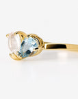 Toi et Moi Ring 14k Gold, Moonstone & Aquamarine Engagement Ring, You and Me Ring - Melt'm Jewelry
