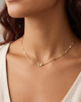 Gold Choker Necklace, Gemstone with Dainty Choker