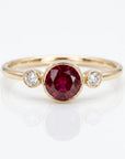 Round Red Ruby Ring 14k Solid Gold - Melt'm Jewelry