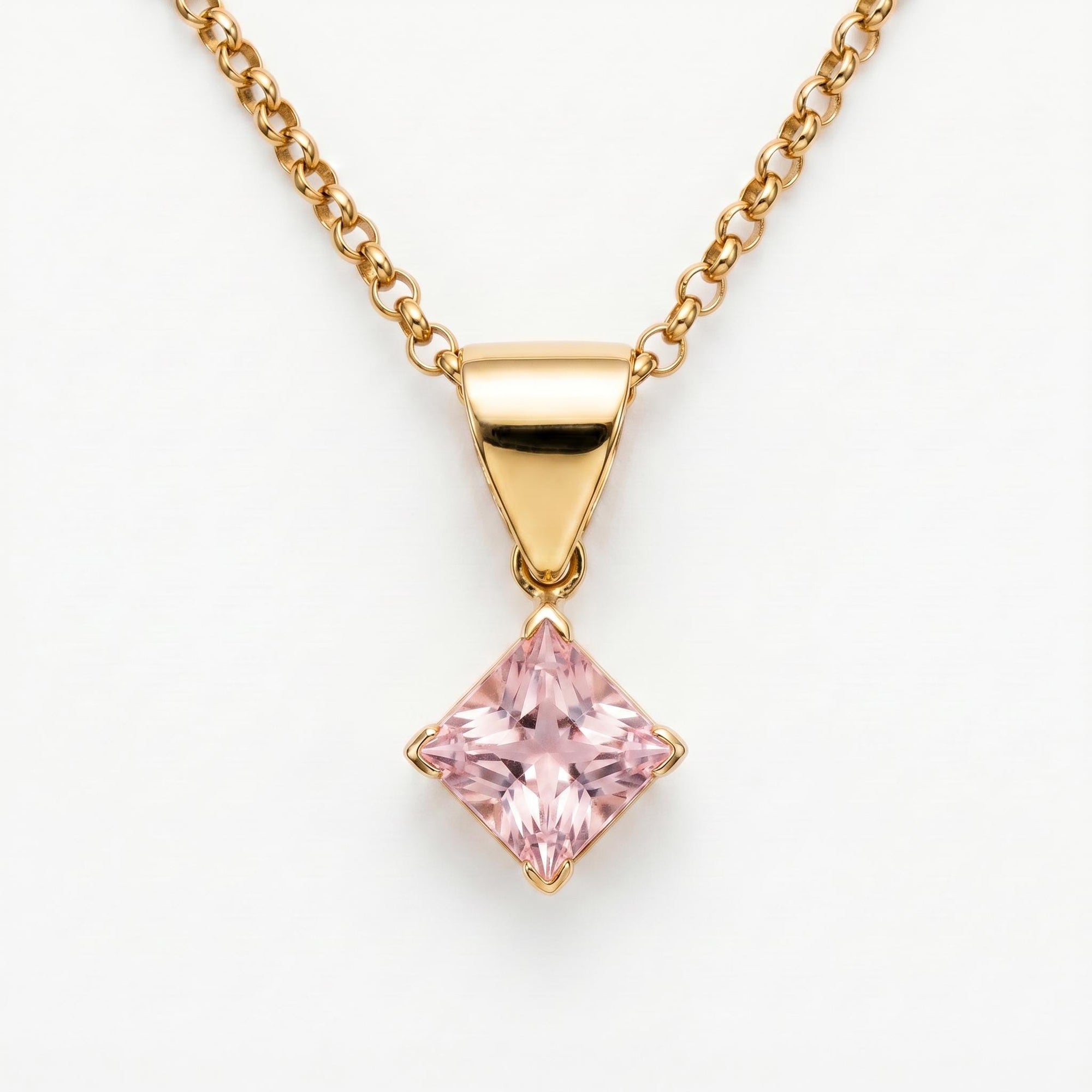 Blush Princess Morganite Necklace in1 4k Solid Gold - Melt'm Jewelry