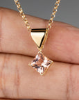 Blush Princess Morganite Necklace in1 4k Solid Gold - Melt'm Jewelry