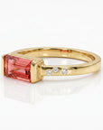 Baguette Pink Tourmaline Ring in 14k Gold, October Birthstone Jewelry - Melt'm Jewelry