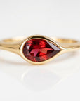 East West Pear Pink Tourmaline Dome Ring 14k Gold - Melt'm Jewelry