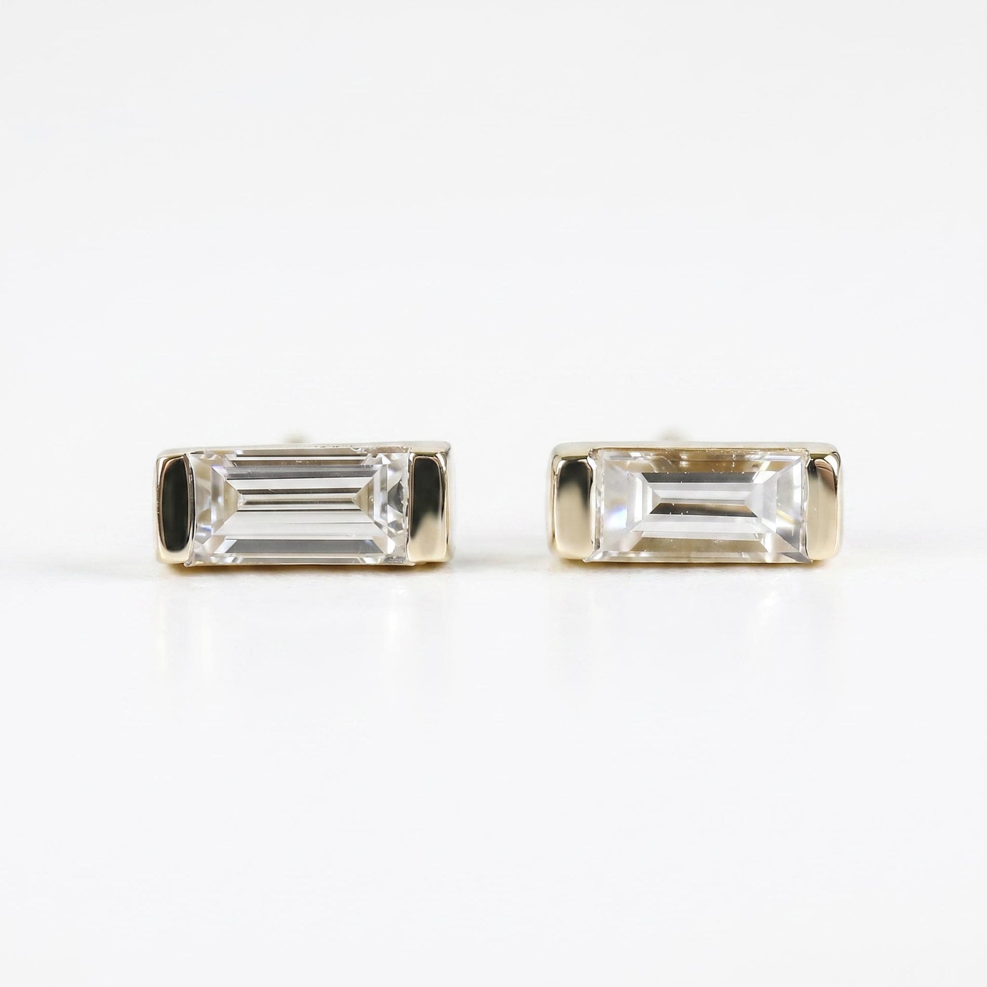 Baguette Diamond Stud Earrings 14k Gold