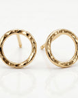 14k Hammered Gold Circle Stud Earrings - Melt'm Jewelry