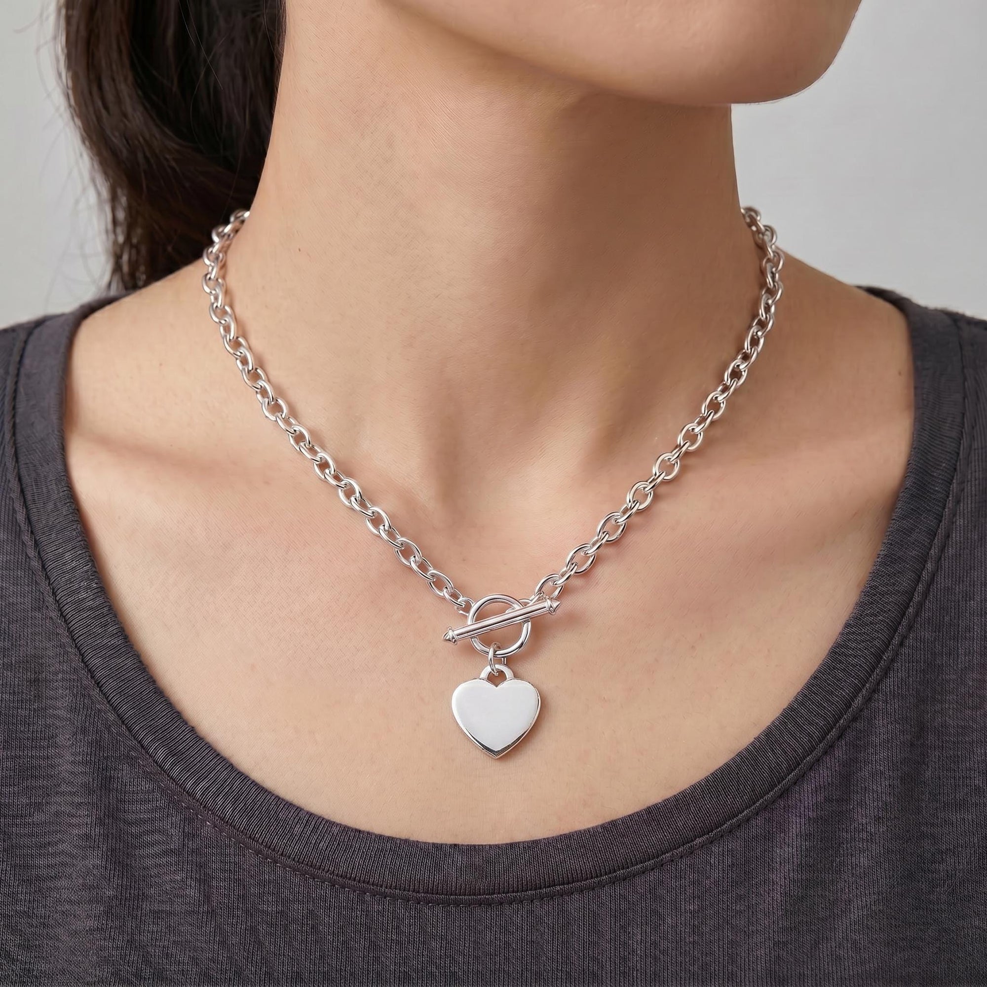 Sterling Silver Engraved Heart Necklace, Personalized Heart Pendant, Custom Name Necklace, Hand Stamped Jewelry, Gift for Her, Mom Gift