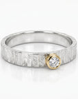 Silver, Gold and Rose Gold Set of 3 Ring with Diamond