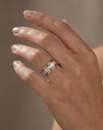 Silver, Gold and Rose Gold Set of 3 Ring with Diamond