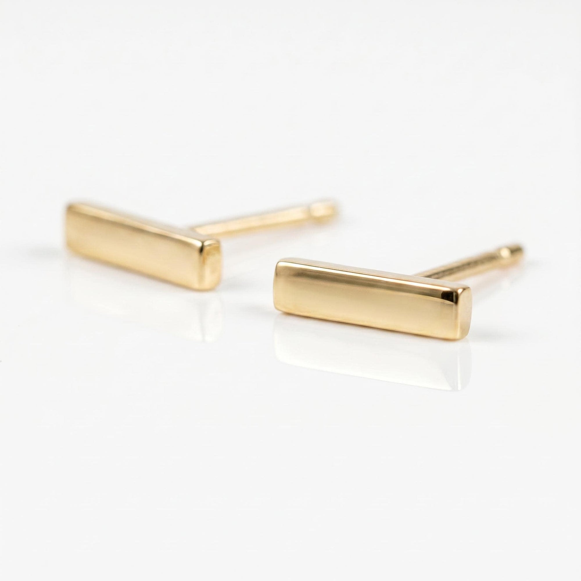 14k Solid Gold Hammered Bar Stud Earrings (SINGLE OR PAIR) - Melt'm Jewelry