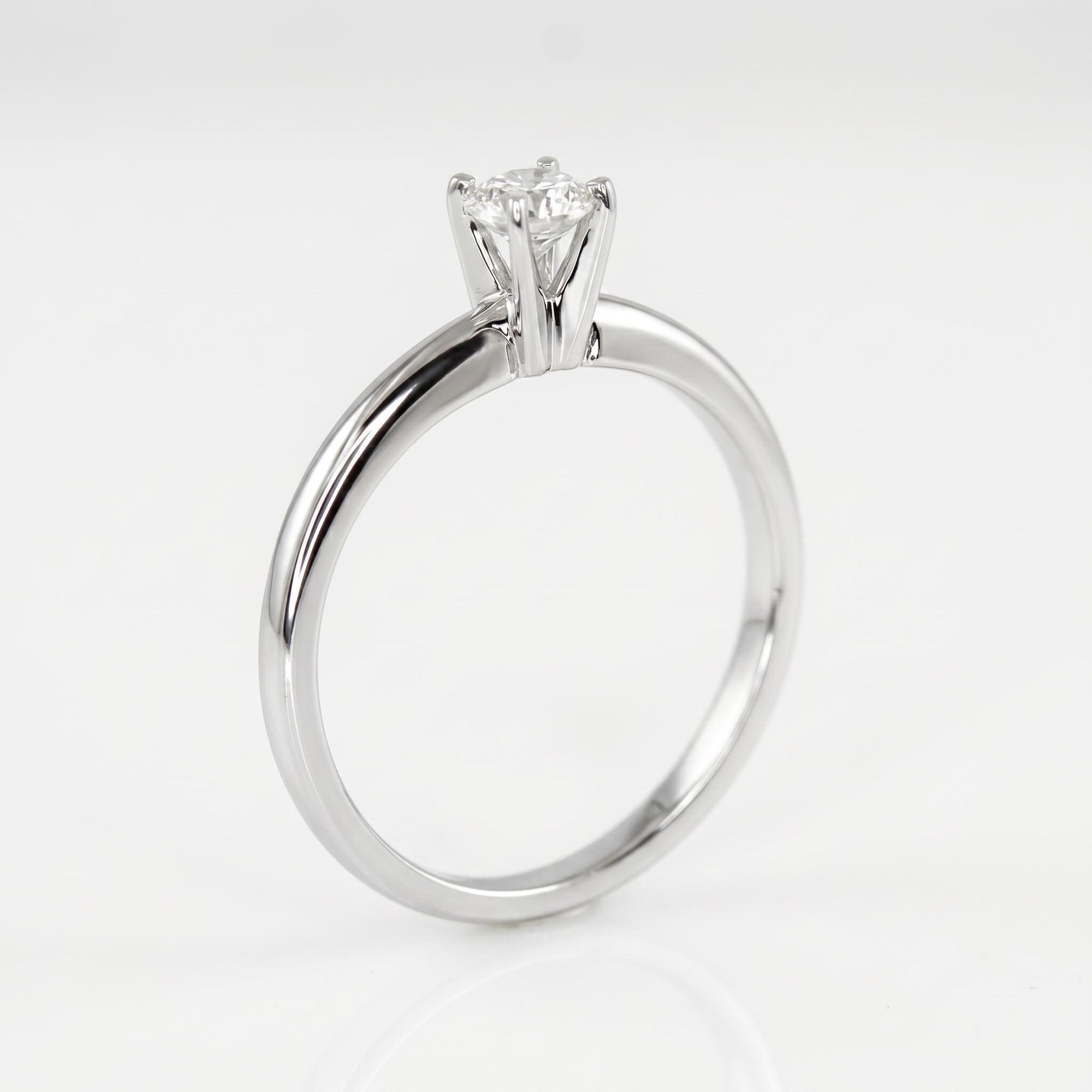 0.25ct Diamond Solitaire Ring 14K Solid White Gold - Melt'm Jewelry