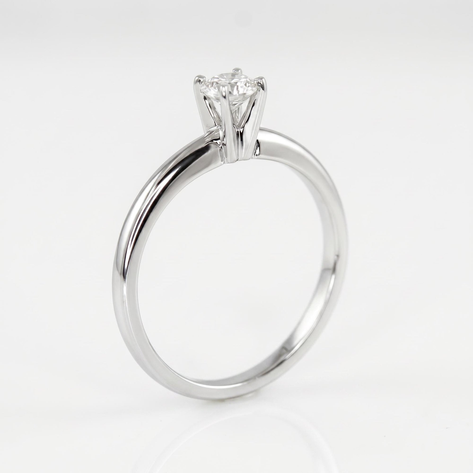 0.25ct Diamond Solitaire Ring 14K Solid White Gold - Melt'm Jewelry