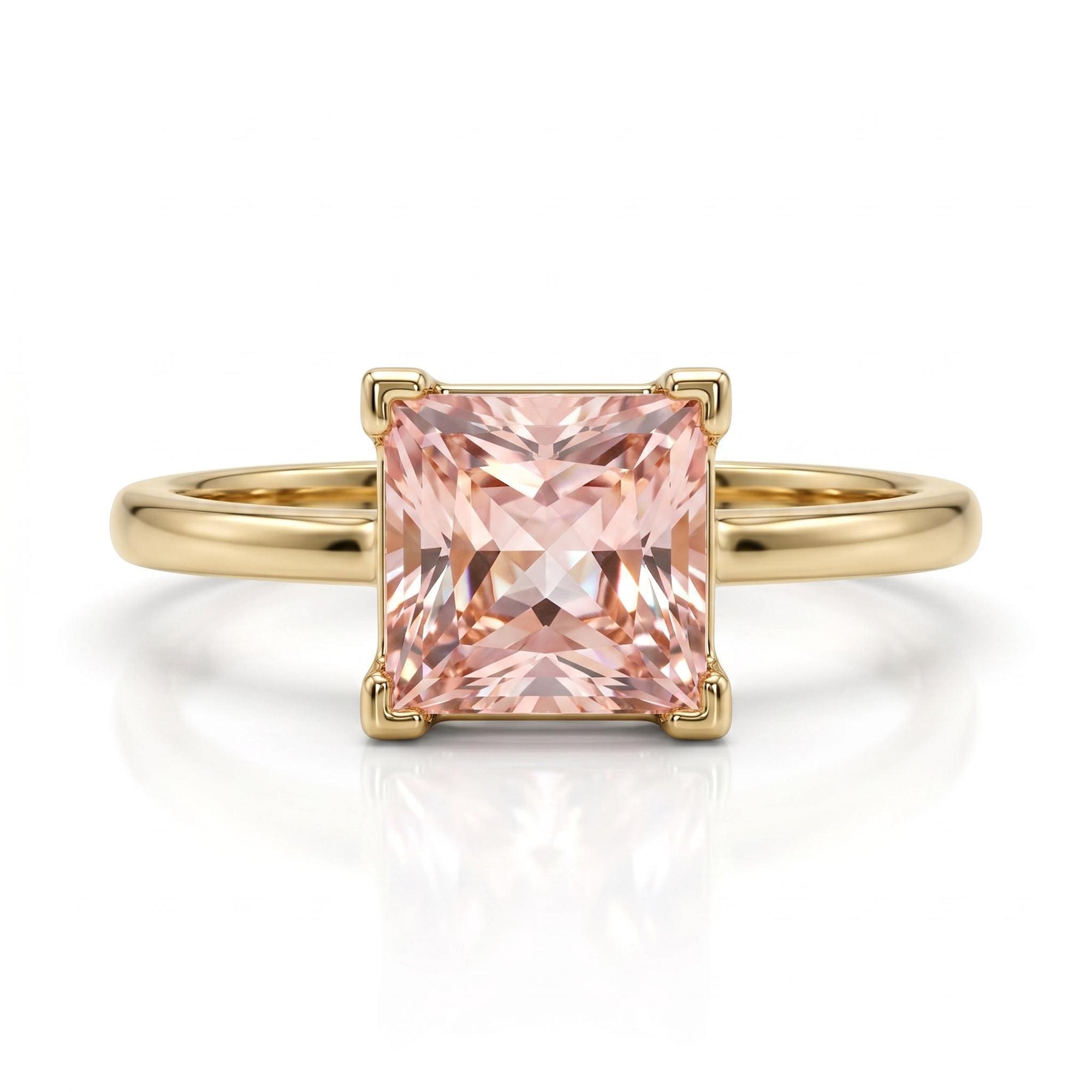 14k Gold Princess Cut Morganite Ring - Melt'm Jewelry