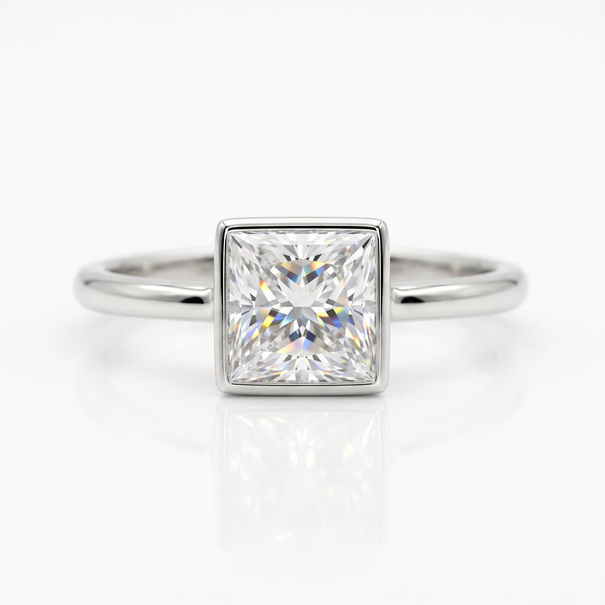 Princess Cut Moissanite Ring 14k White Gold - Melt'm Jewelry