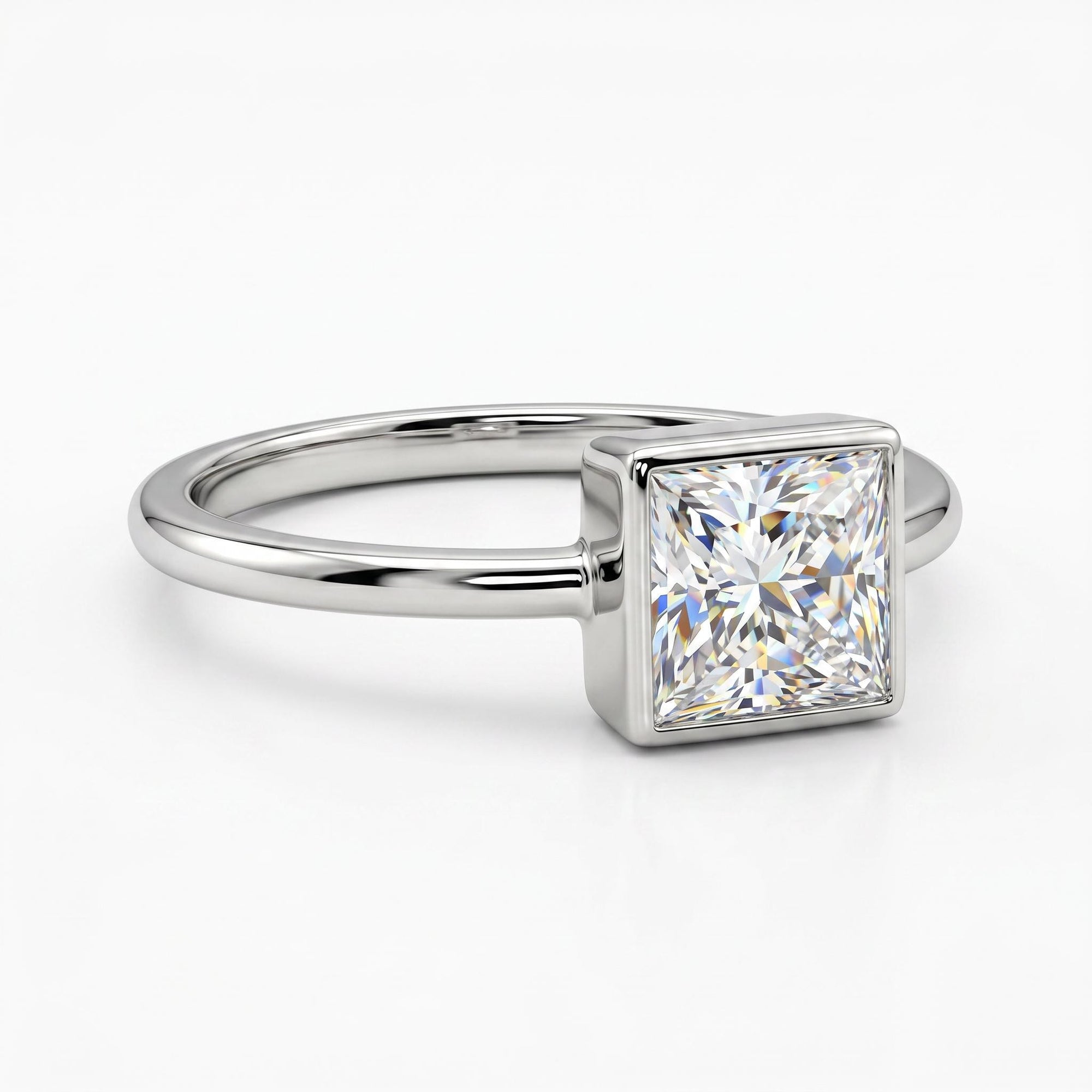Princess Cut Moissanite Ring 14k White Gold - Melt'm Jewelry